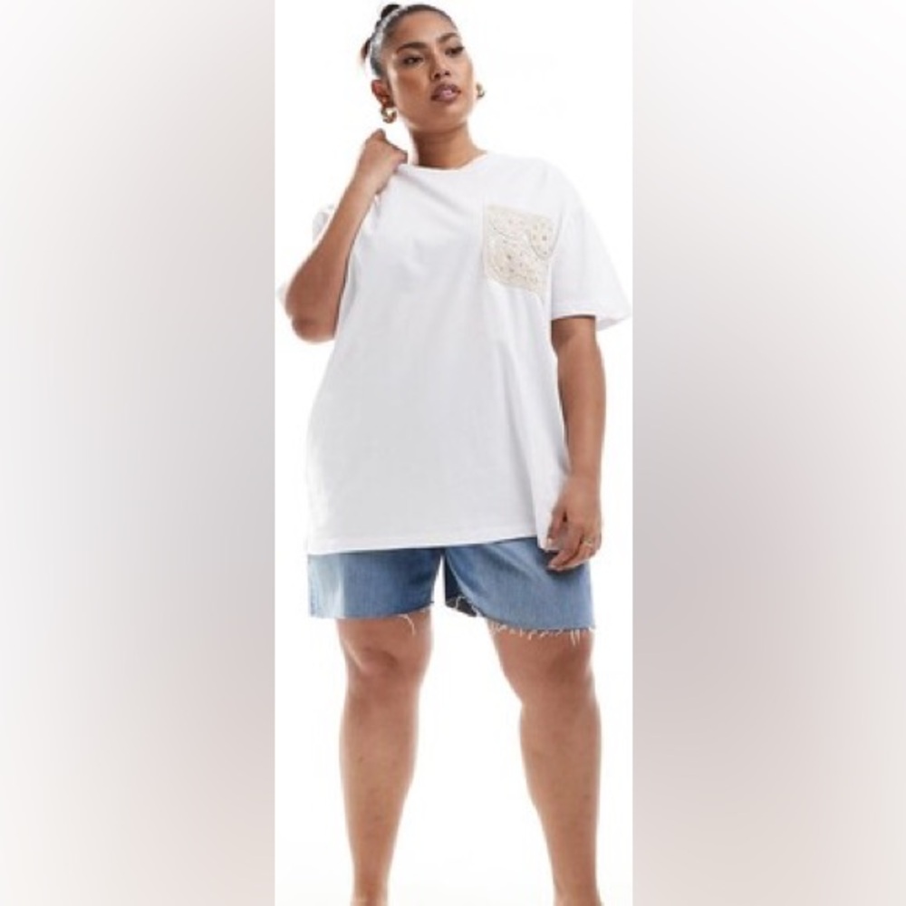 H&M Crochet Pocket Oversized Tee